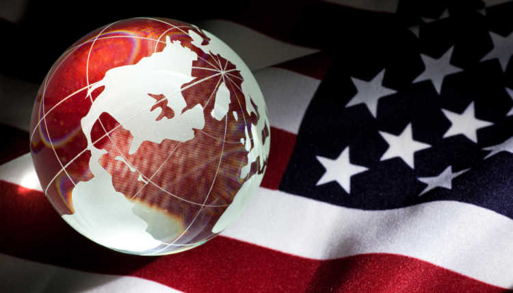 Picture of globe on US flaag