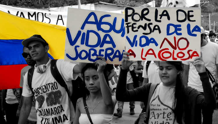 Demonstrierende in Kolumbien.