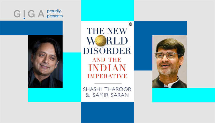 Picture of book cover and Dr. Shashi Tharoor and Dr. Samir Saran