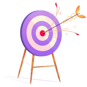 Archery target with a caduceuson on the bullseye.