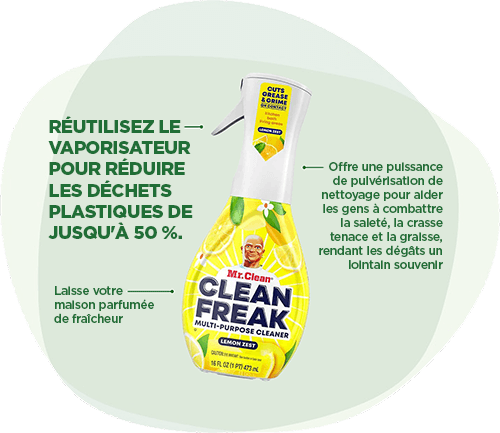 Nettoyant polyvalent Clean Freak : Réutilisez le vaporisateur pour réduire les déchets plastiques de jusqu'à 50 %. Laisse votre maison parfumée de fraîcheur. Offre une puissance de pulvérisation de nettoyage pour aider les gens à combattre la saleté