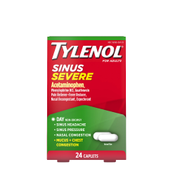 A package of TYLENOL® Sinus Severe caplets with decongestant