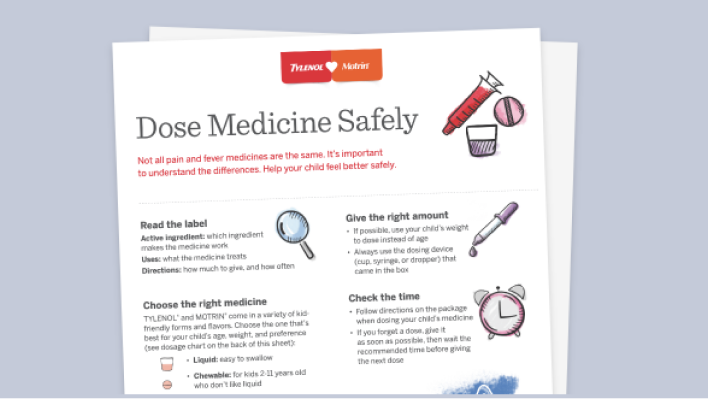 Resources for dosing medicine safely from TYLENOL® and MOTRIN®.