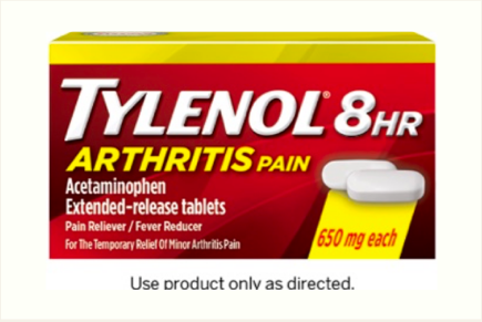 A package of TYLENOL® 8HR Arthritis Pain tablets for adult pain relief and fever reduction.