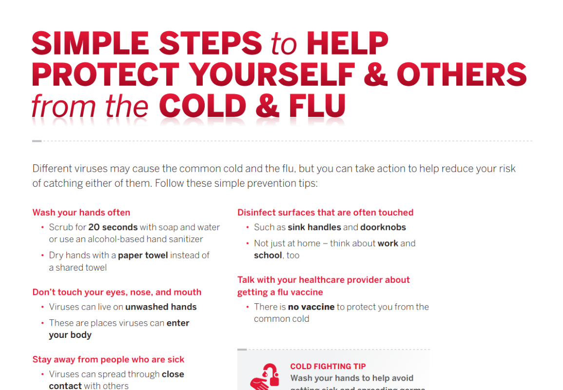 A TYLENOL® chart PDF for steps to protect yourself and others from the cold & flu.