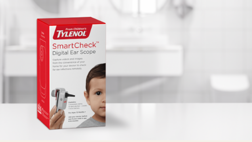 TYLENOL® SmartCheck™ Digital Ear Scope otoscope packaging.