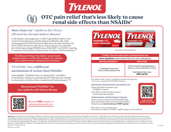 OTC pain relief that’s less likely to cause renal side effects than NSAIDs