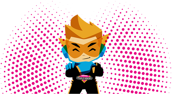 Hero figure with dots background