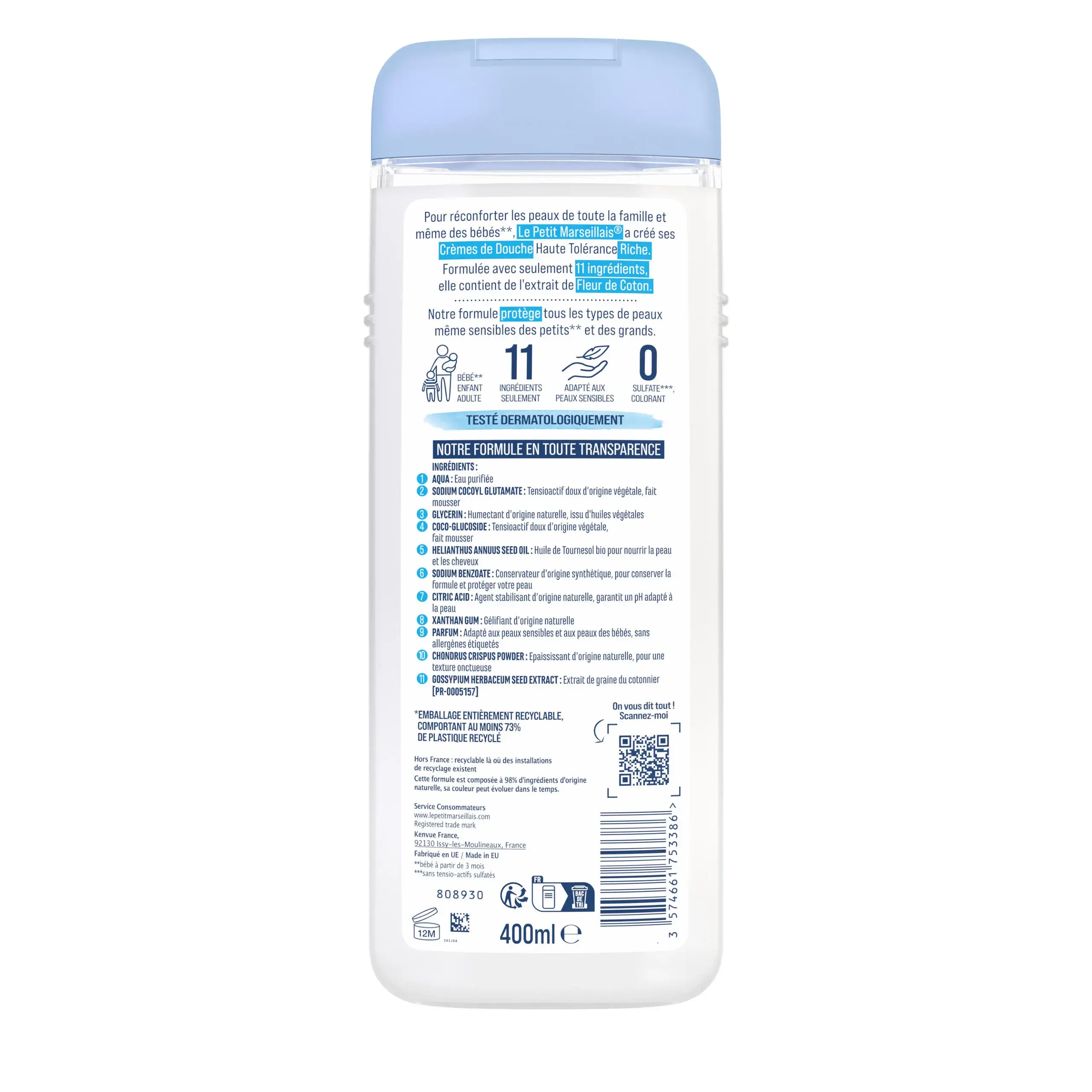 Crème de douche Haute Tolérance Riche Fleur de Coton