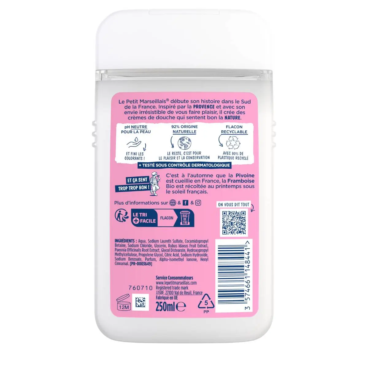 Crème de Douche Extra Douce Framboise BIO & Pivoine - Image 2 - Le Petit Marseillais - fr-FR