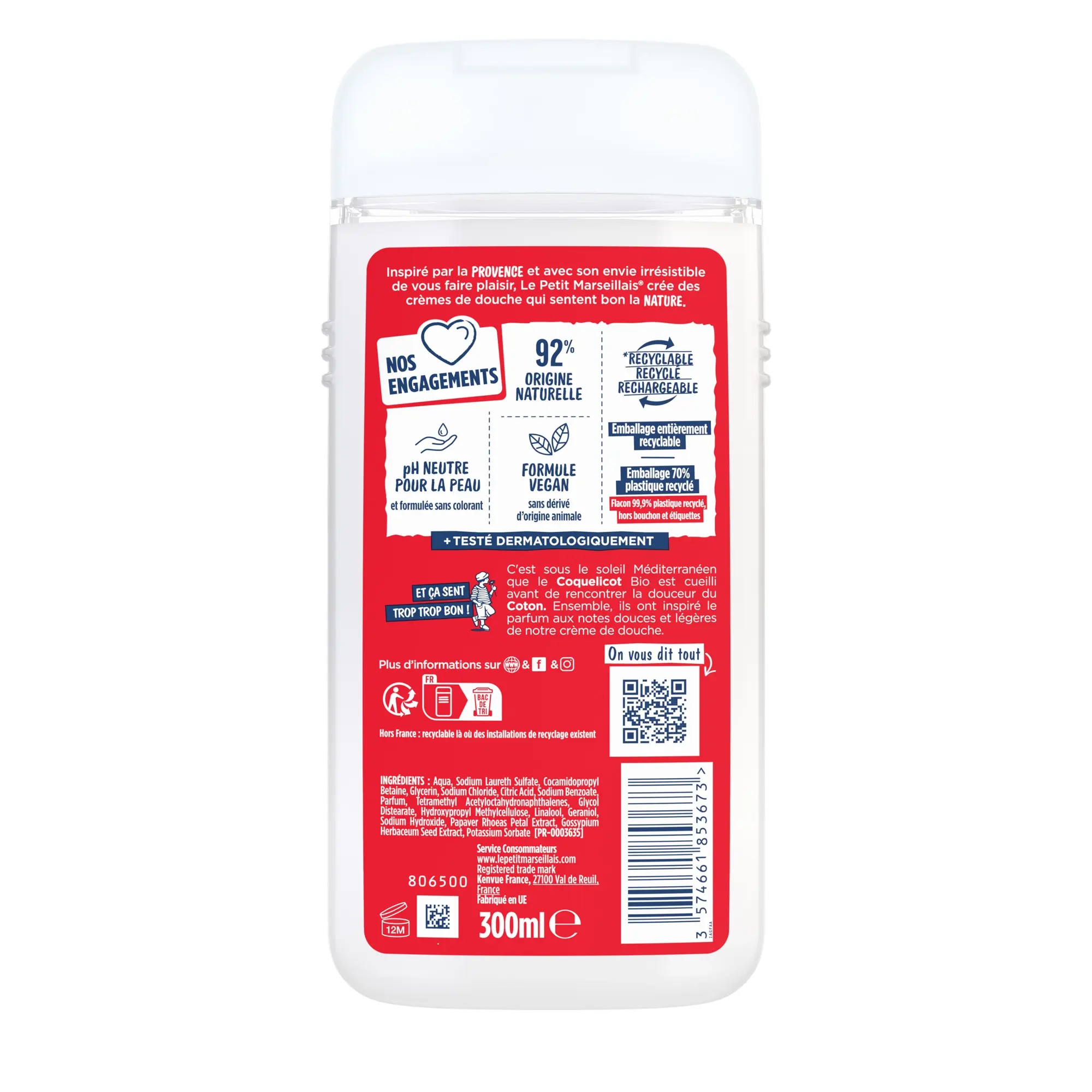 Crème de Douche Extra Douce Coton & Coquelicot BIO Crème de Douche Extra Douce Coton & Coquelicot BIO