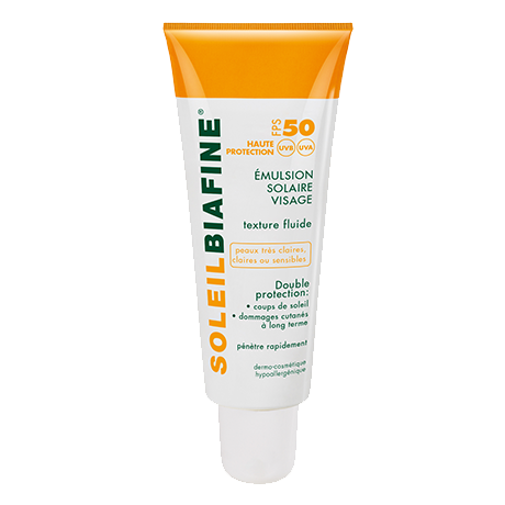 Emulsion solaire visage FPS 50 haute protection UVA et UVB