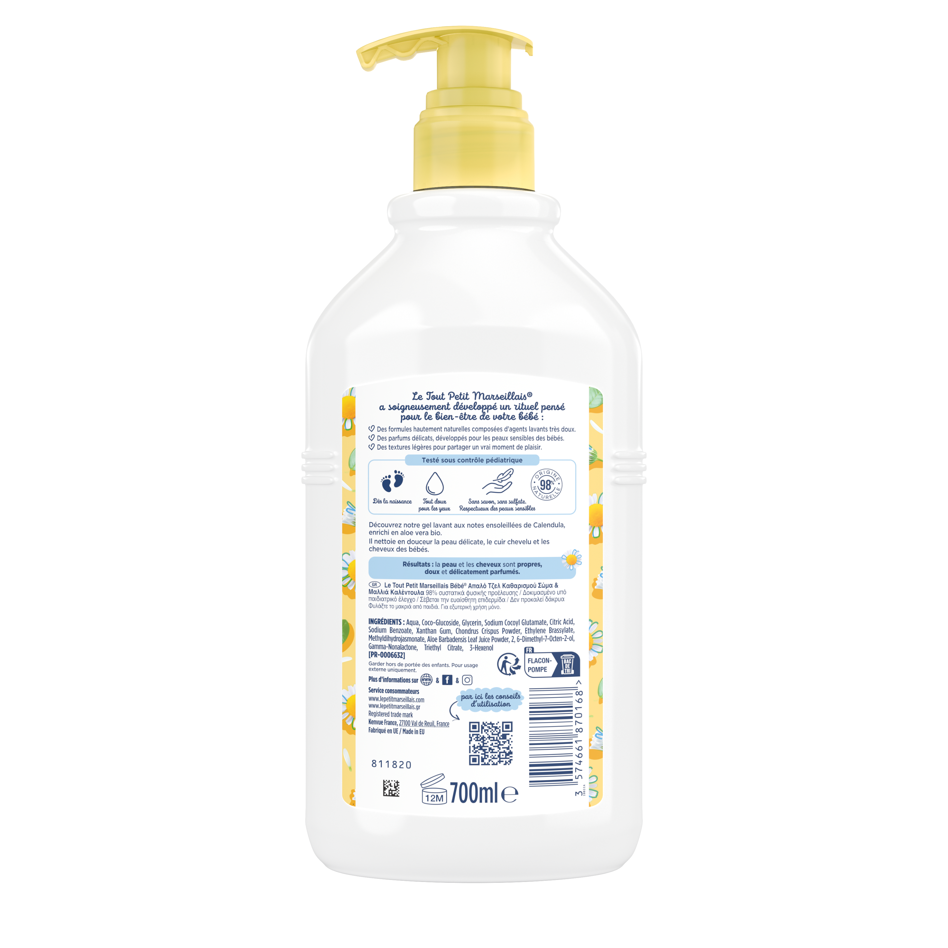 Gel Lavant Doux Bébé Corps & Cheveux Calendula