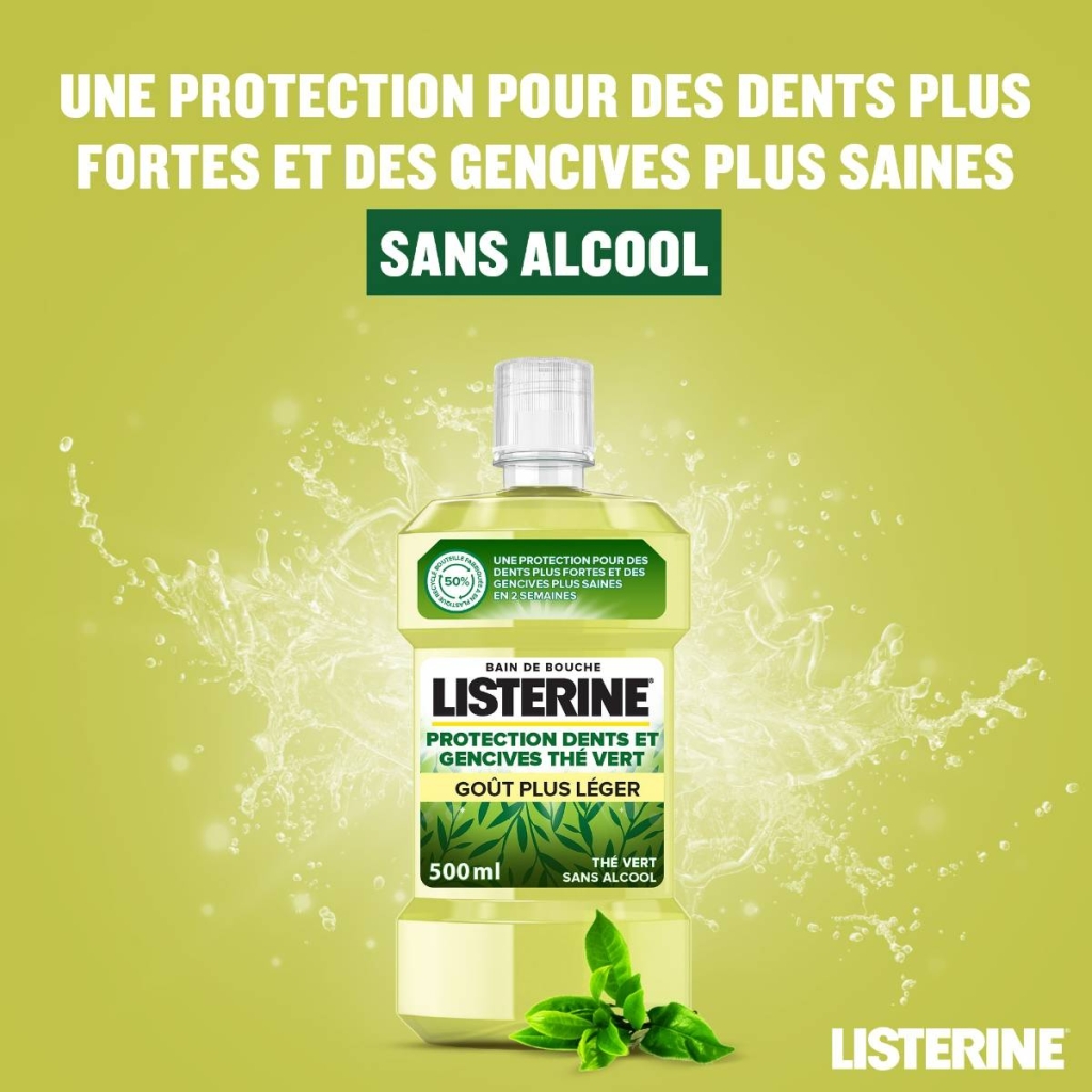 Bain de Bouche LISTERINE ® Protection Dents Et Gencives Thé Vert Goût Plus Léger - Image 2 - Listerine - fr-FR