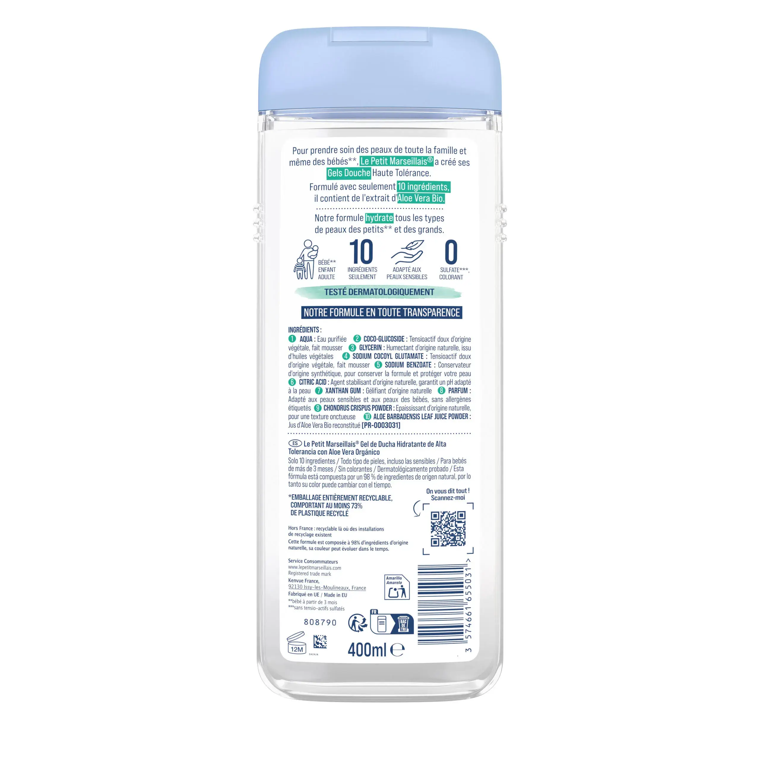 Gel douche Hydratant Haute Tolérance Aloe Vera