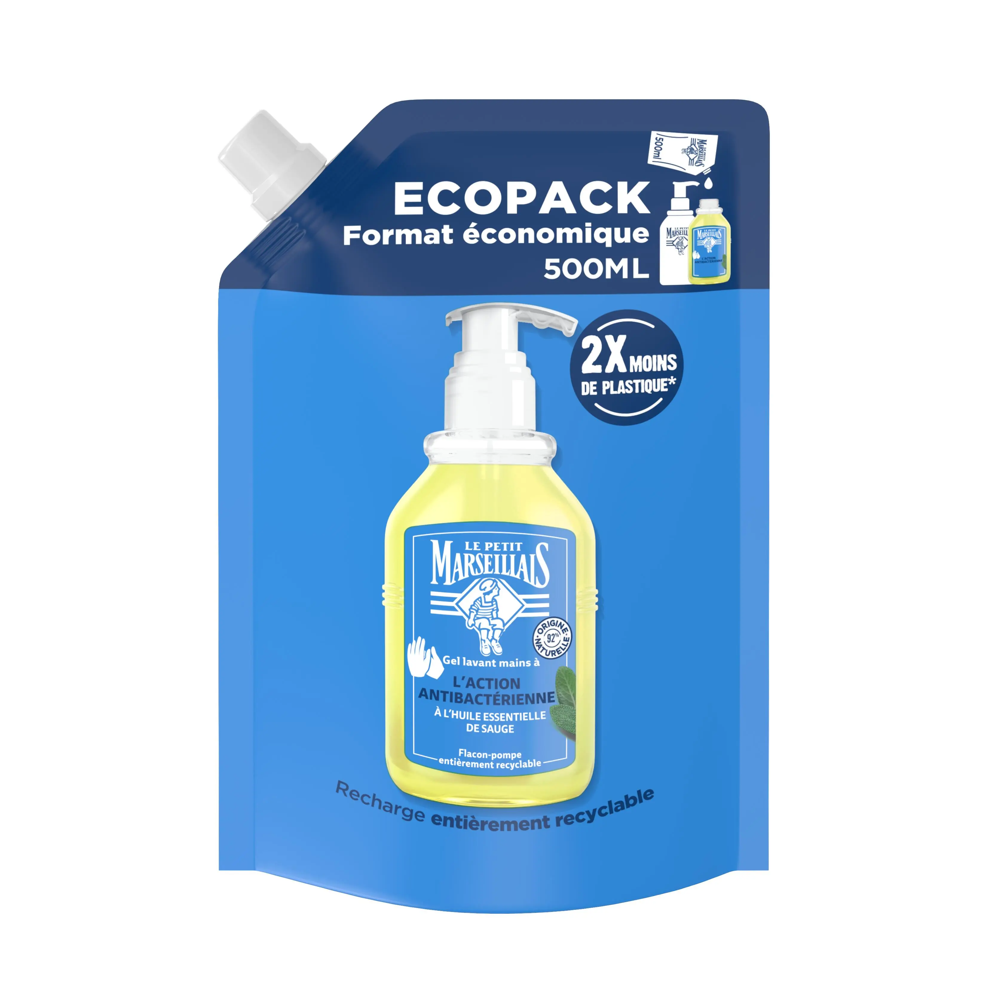 RECHARGE GEL LAVANT MAINS – ACTION ANTIBACTÉRIENNE ​