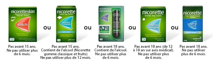 Série de photo des packs de la gamme Nicorette