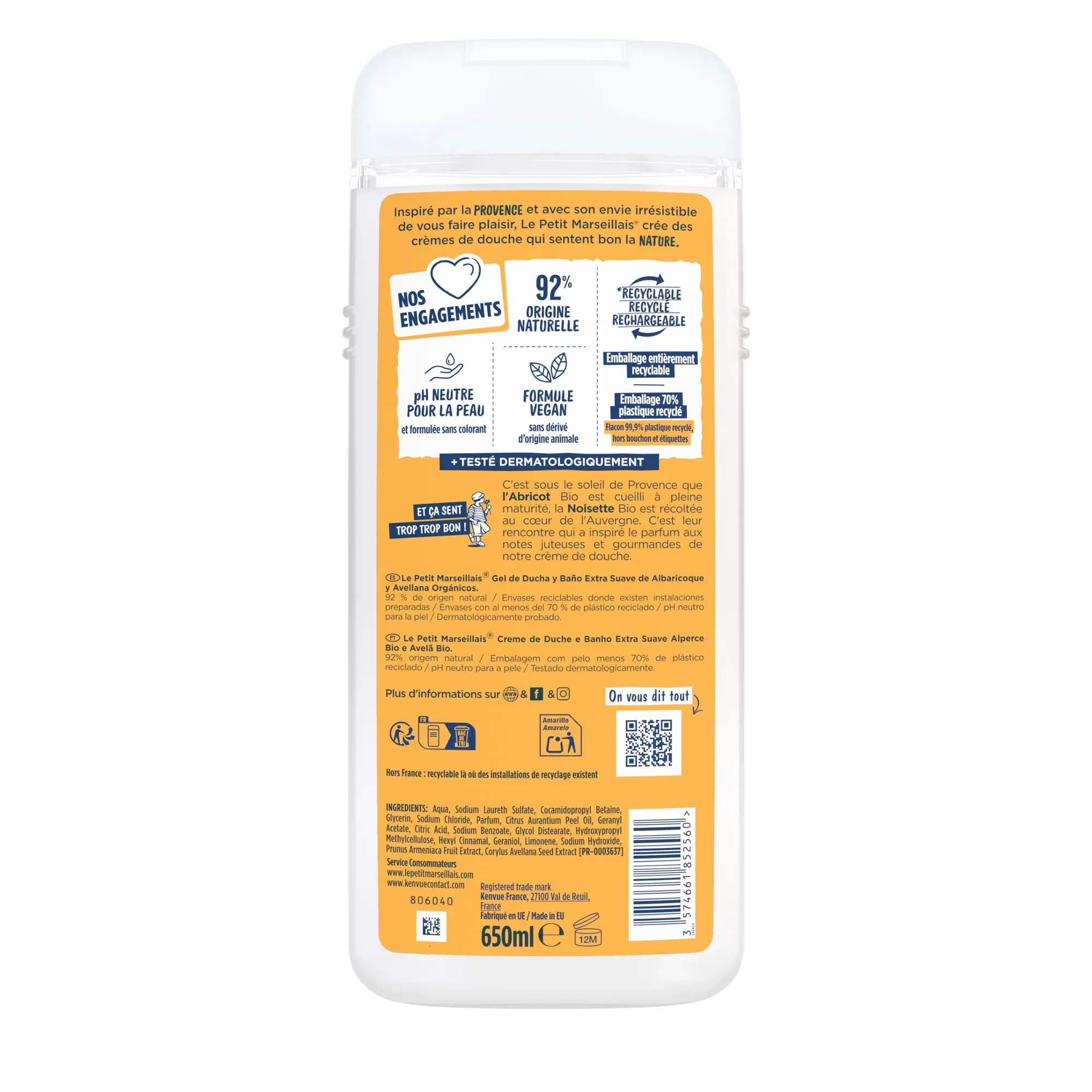 Crème de Douche & Bain Extra Douce Abricot BIO & Noisette BIO Crème de Douche & Bain Extra Douce Abricot BIO & Noisette BIO