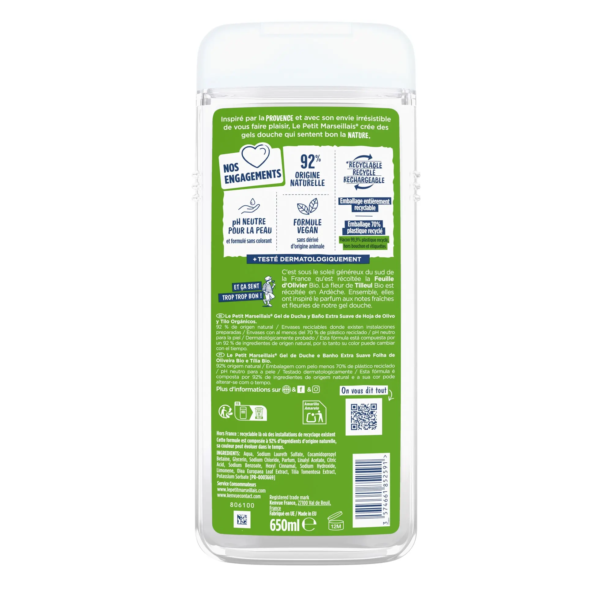 Gel Douche & Bain Extra Doux Feuille D’Olivier BIO & Tilleul BIO Gel Douche & Bain Extra Doux Feuille D’Olivier BIO & Tilleul BIO