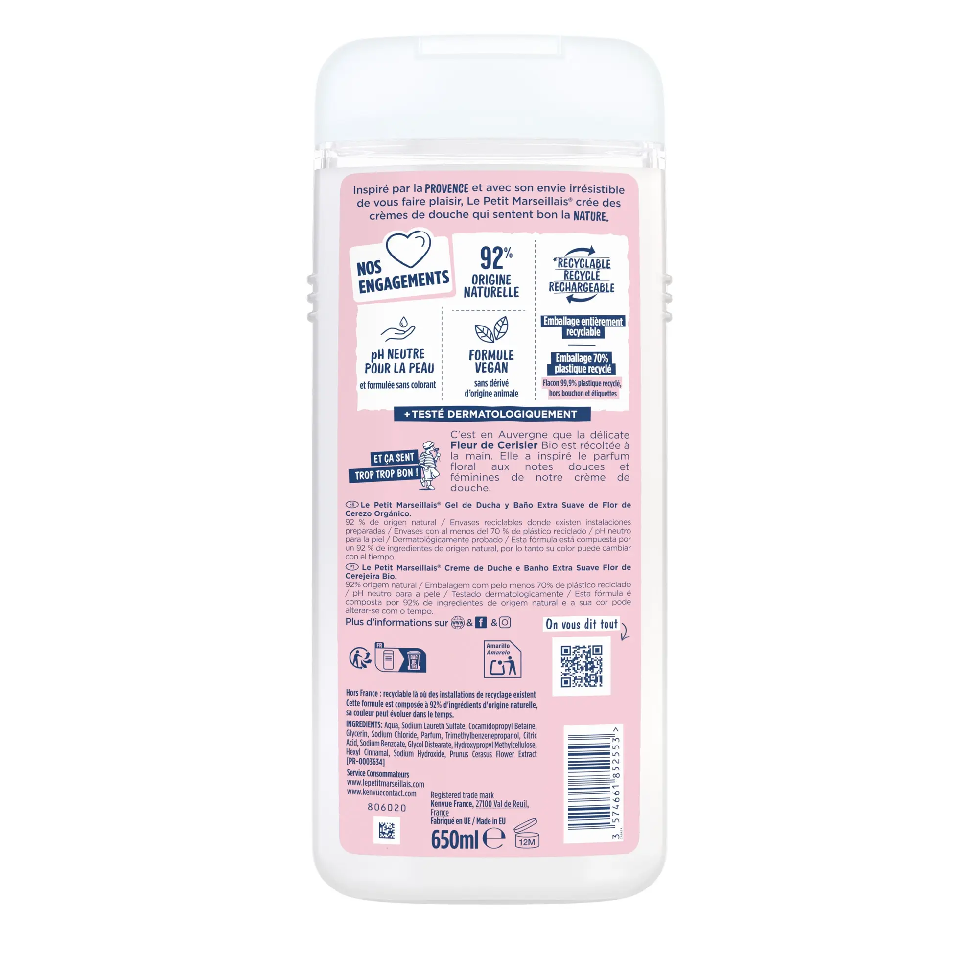 Crème de Douche & Bain Extra Douce Fleur de Cerisier BIO