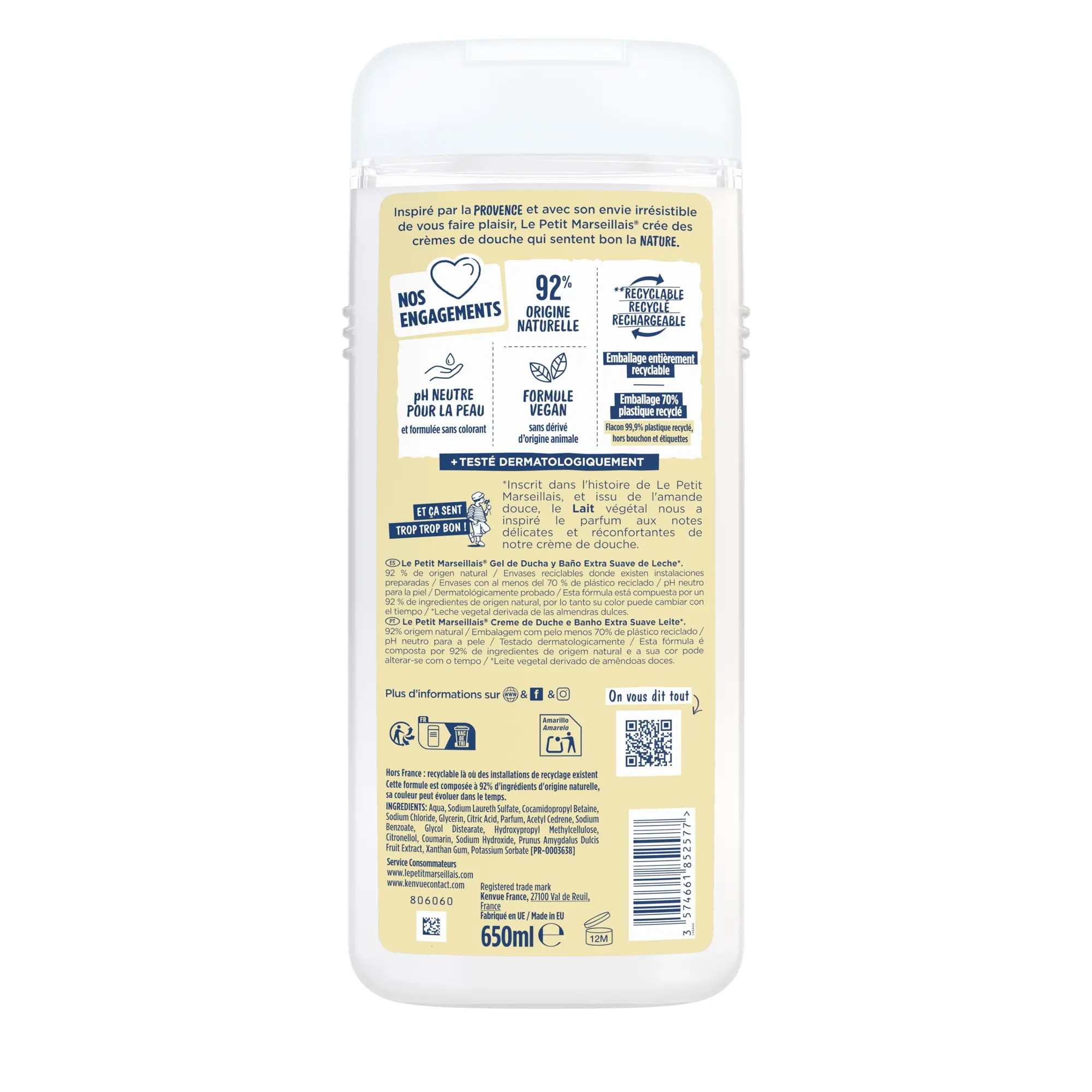 Crème de Douche Extra Douce Lait