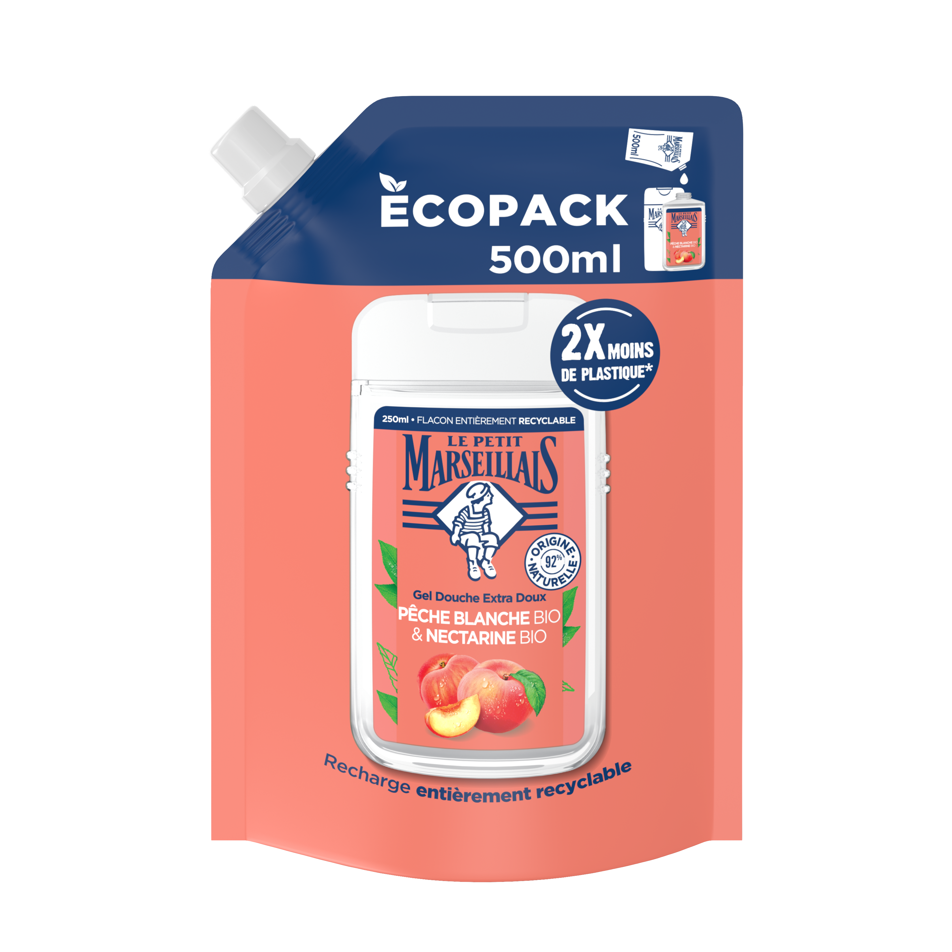 Bouteille de gel douche Le Petit Marseillais Pêche et Nectarine