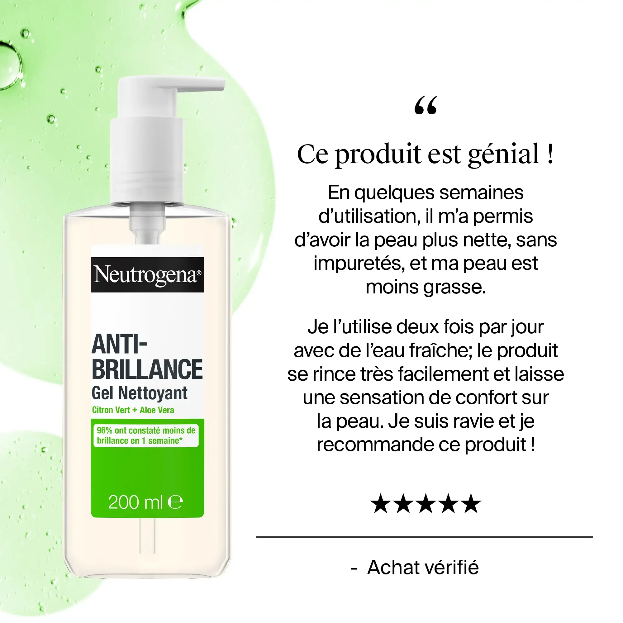 Anti-brillance Citron Vert : gel nettoyant