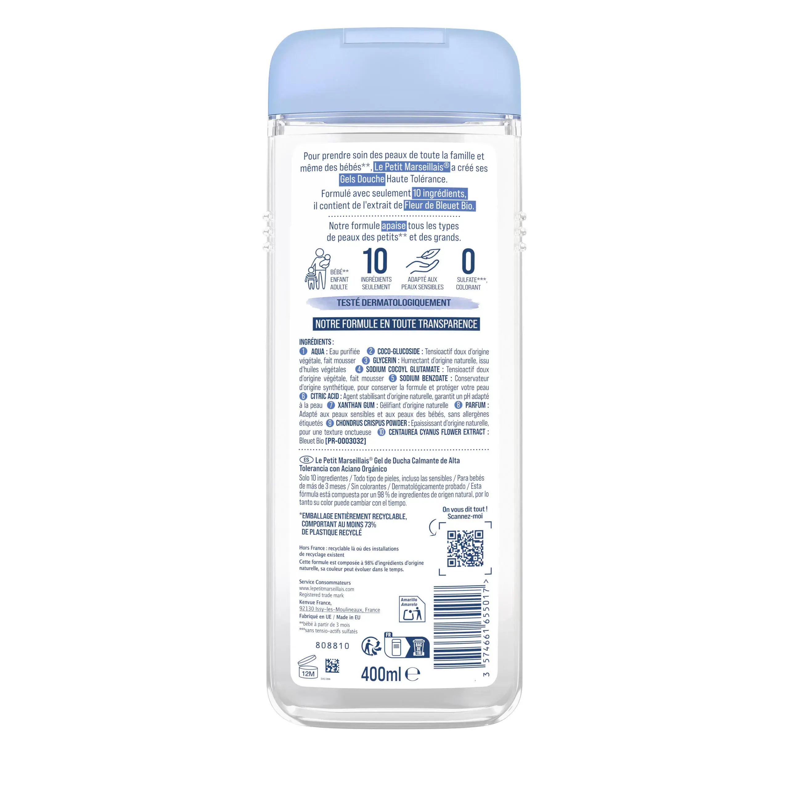 Gel douche Apaisant Haute Tolérance Fleur de Bleuet