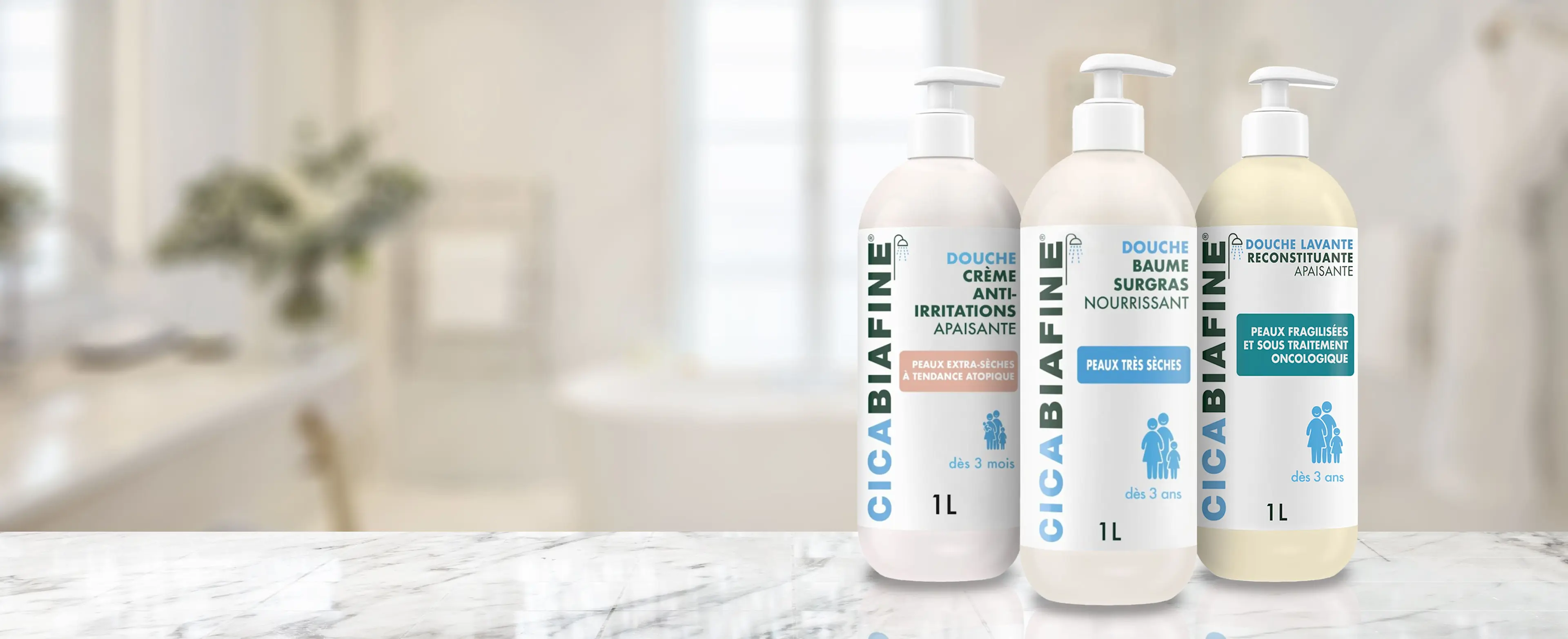 Bannière de la gamme CICABIAFINE® avec une famille heureuse