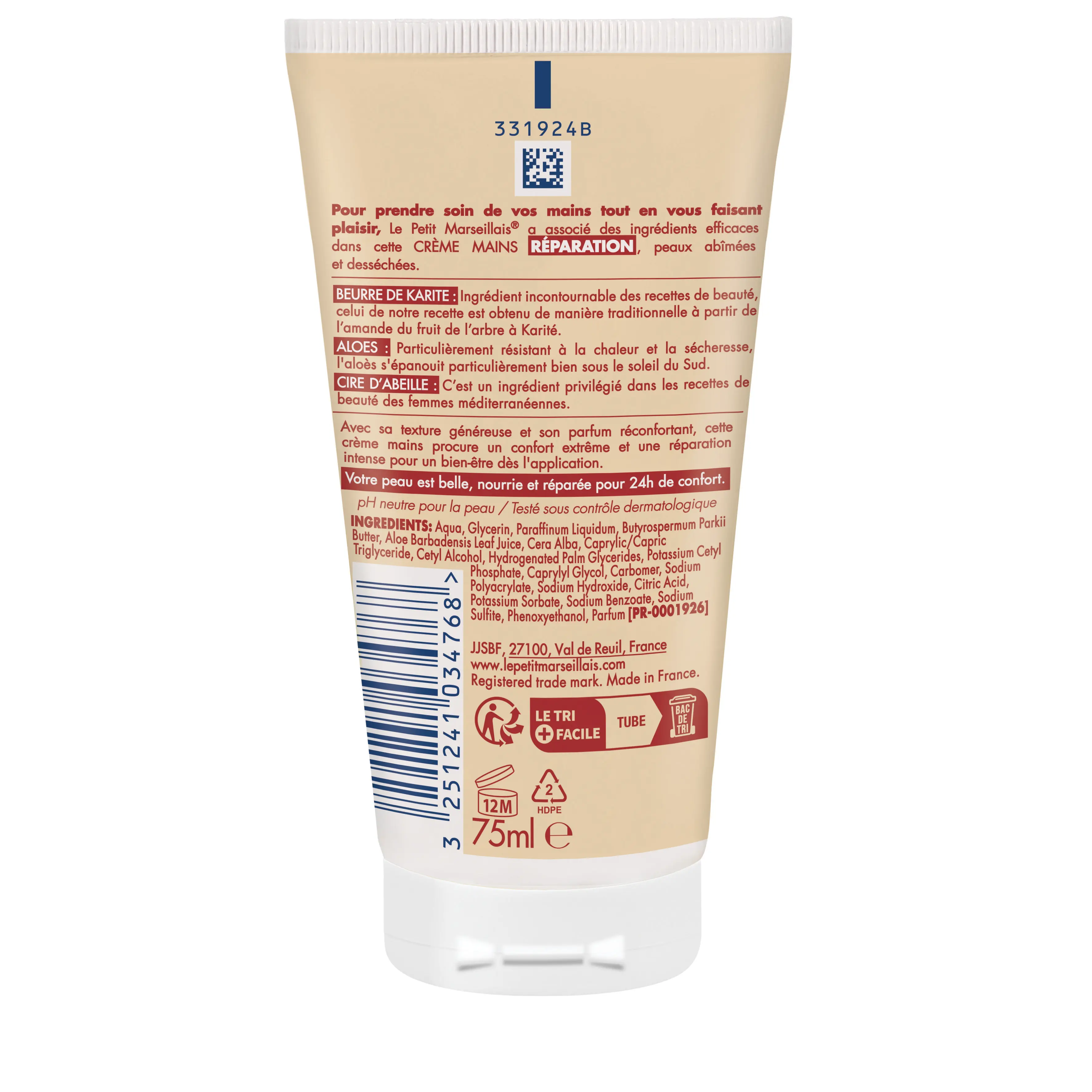 Crème Mains Réparation Karité, Aloès & Cire d'Abeille - Image 2 - Le Petit Marseillais - fr-FR