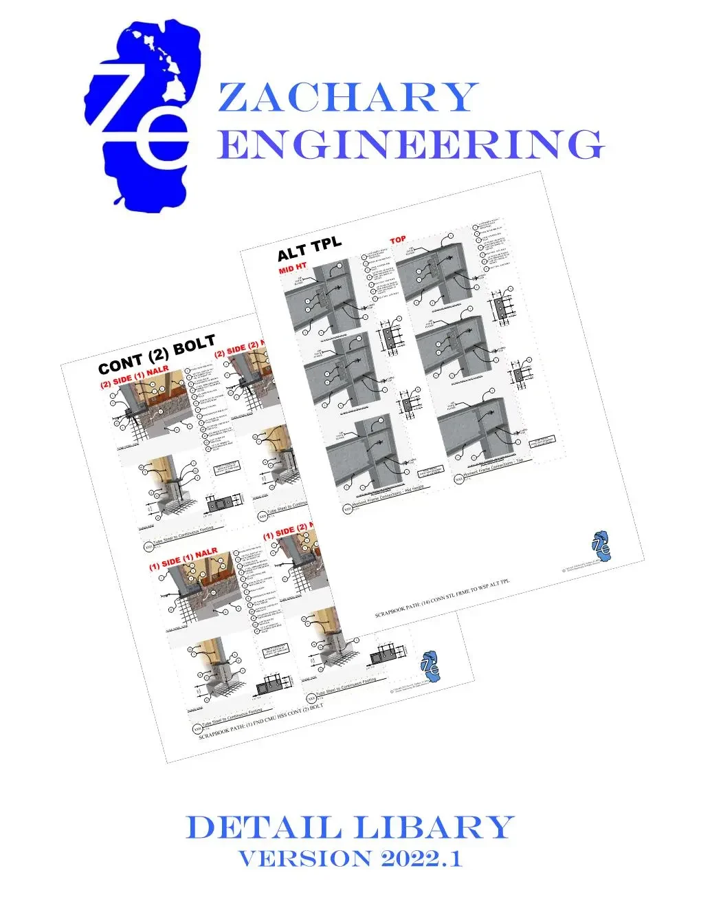 Image montrant deux exemples de pages de la bibliothèque détaillée de Zacahry Engineering