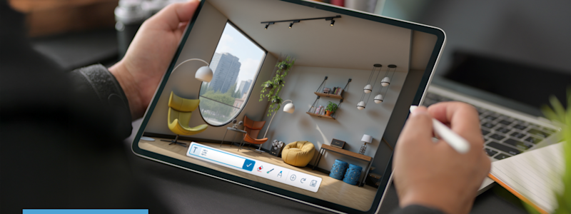 Render of a living space on SketchUp for iPad.