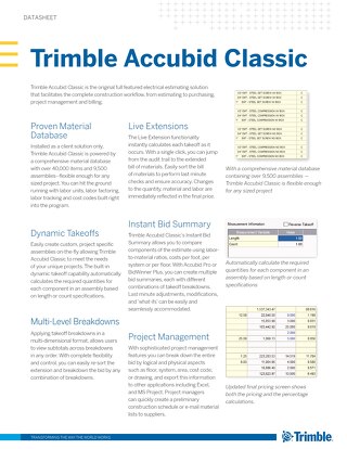 Accubid Software.pdf Trimble Accubid Classic Estimating Datasheet | Trimble