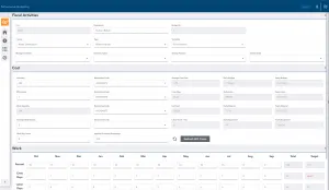 Screenshot of a software interface for fiscal activities and budget management.