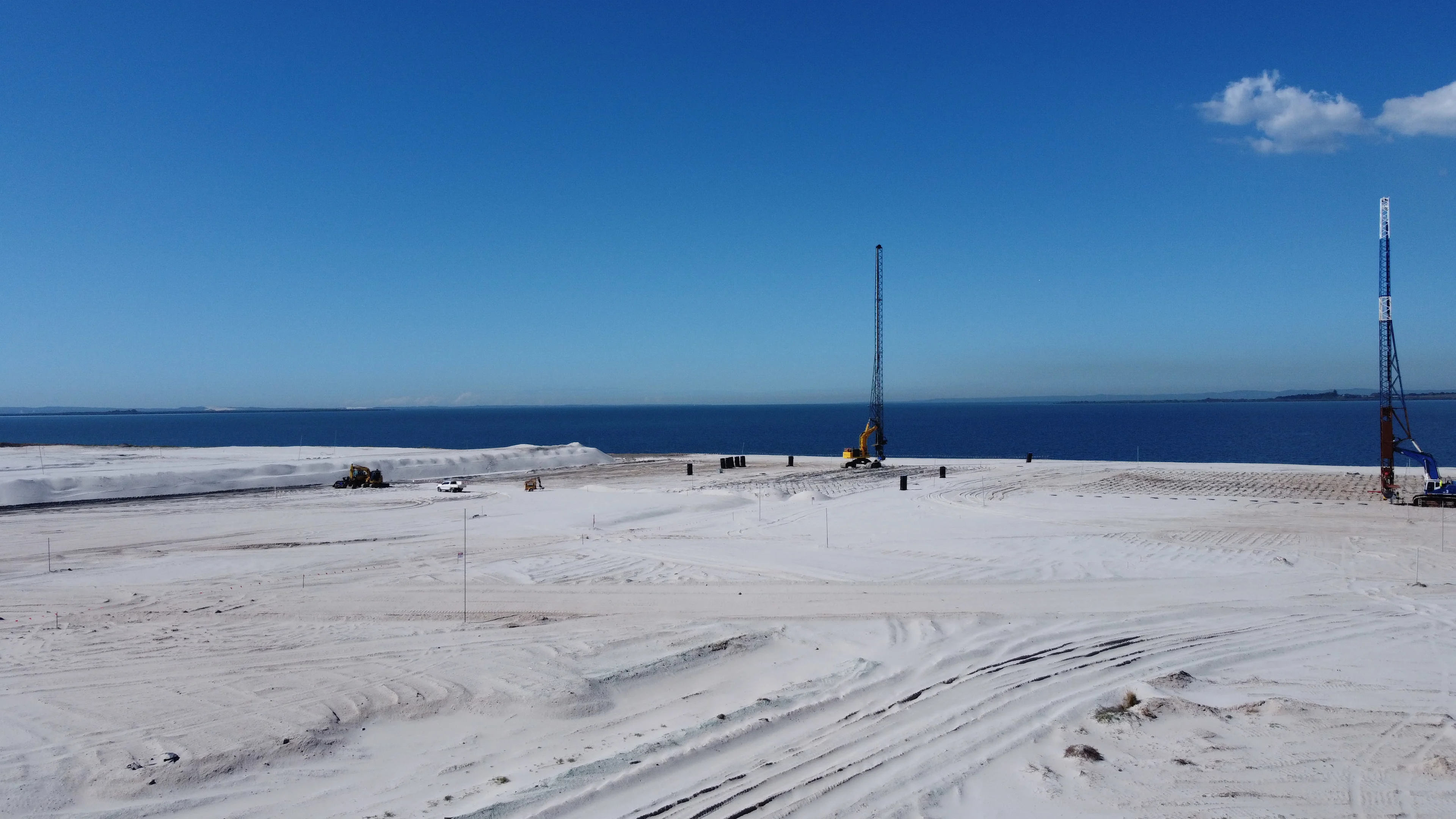 wick drain machines working on reclamation project