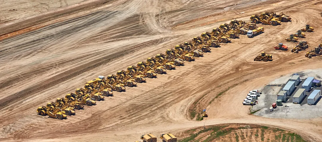 Machines lined up on site