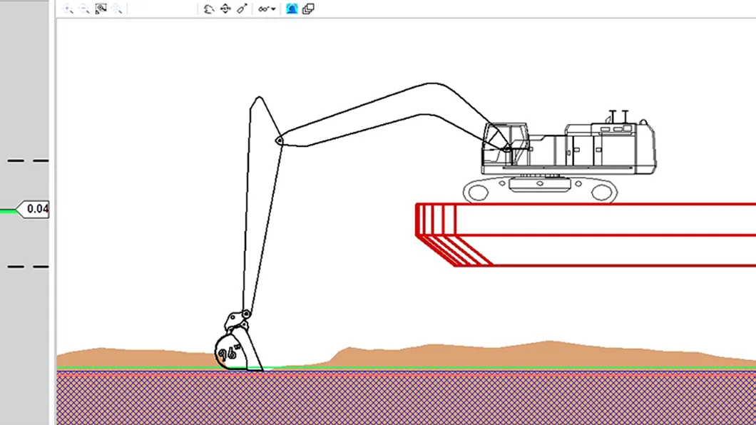 A screenshot from TMC showing the surveyed seafloor and the target depth for accurate dredging