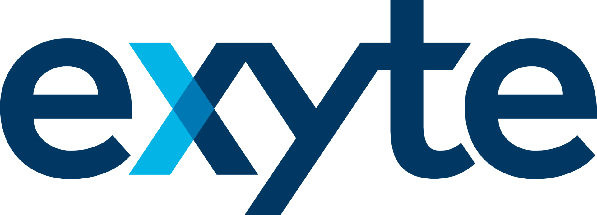 The Exyte logo, with its deep blue lettering and a bright blue x graphic.