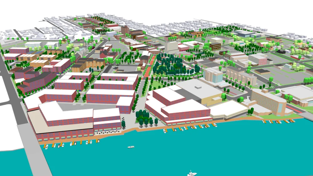 SketchUp scene of the City of Oshkosh. 