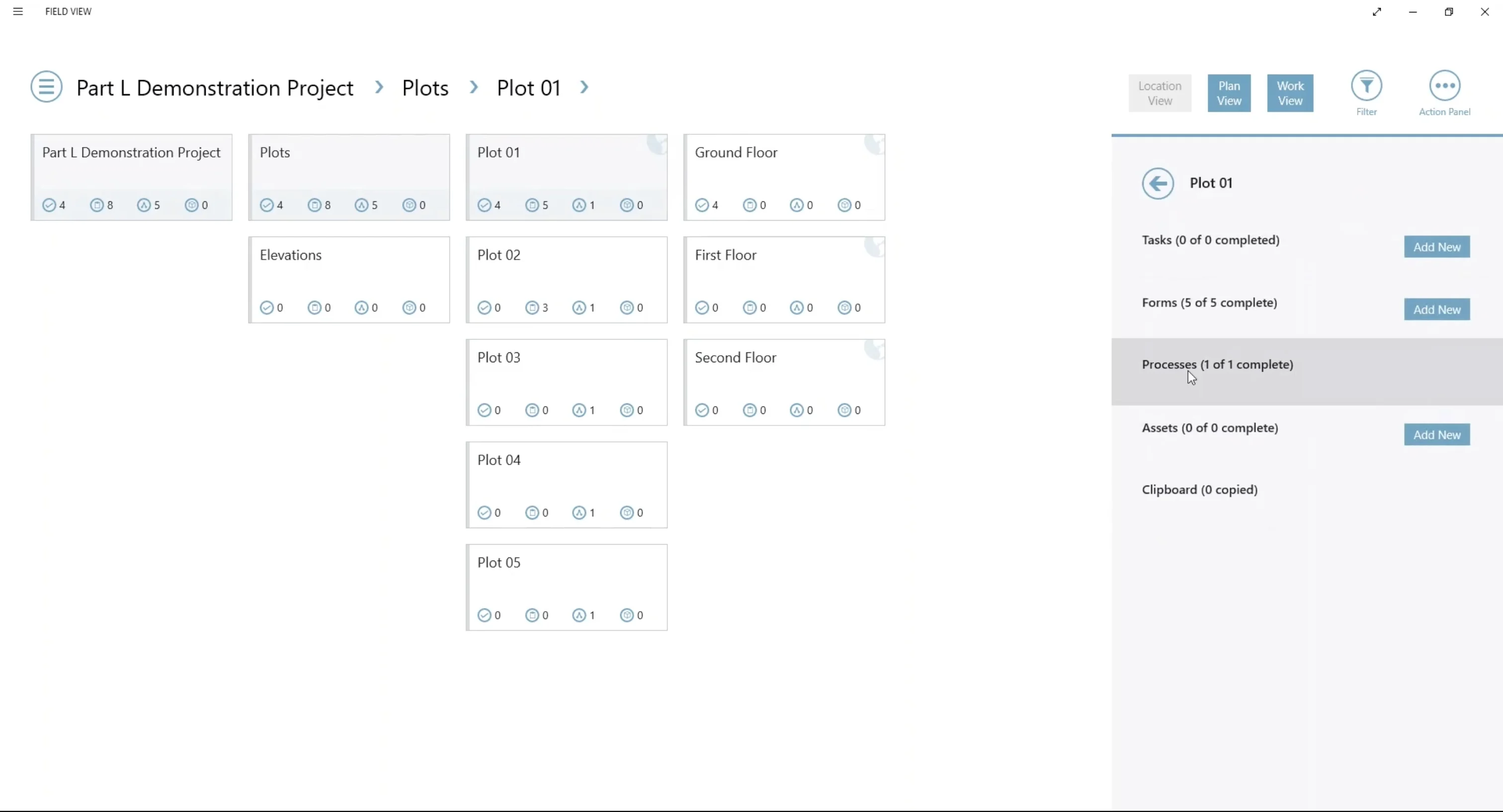 Screenshot of creating a process in Field View