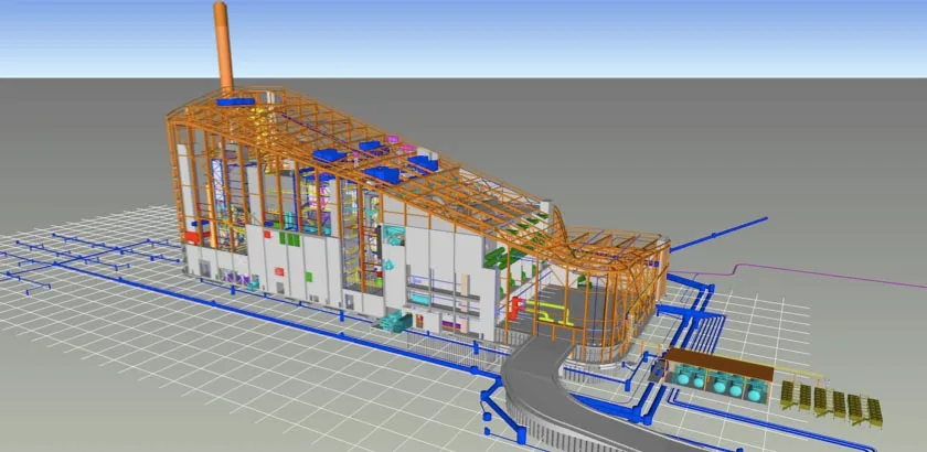 Tekla-3D-Modell der Müllverbennungsanlage Amager Bakke