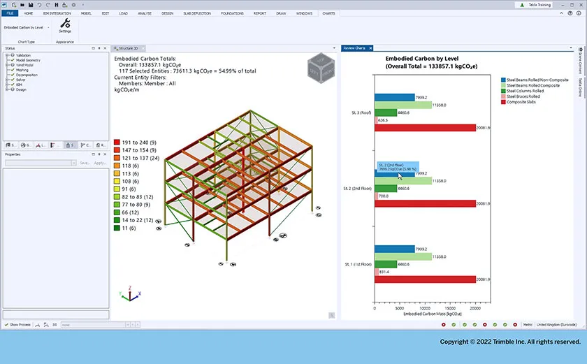 Embodied carbon calculations in Tekla Structural Designer