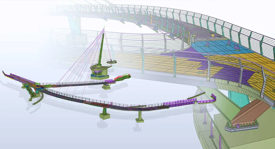 screenshot of Stockingfield Footbridge model created in Tekla Structures
