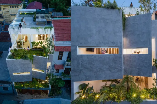 A unique yet simple folding façade contributes to the building’s unique shape, making it easy to spot this homestay residence