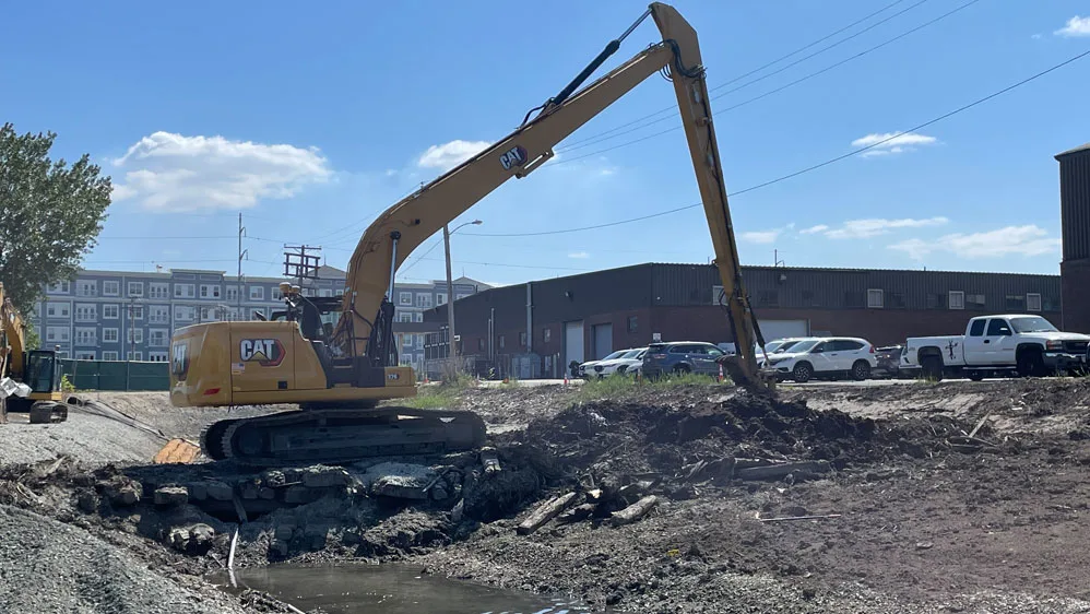 CAT excavator on construction site