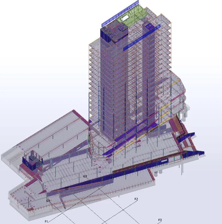 Tekla-3D-Modell des Hotel Gradienten