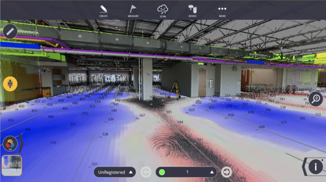 Concrete floor flatness analysis using scan and BIM model data