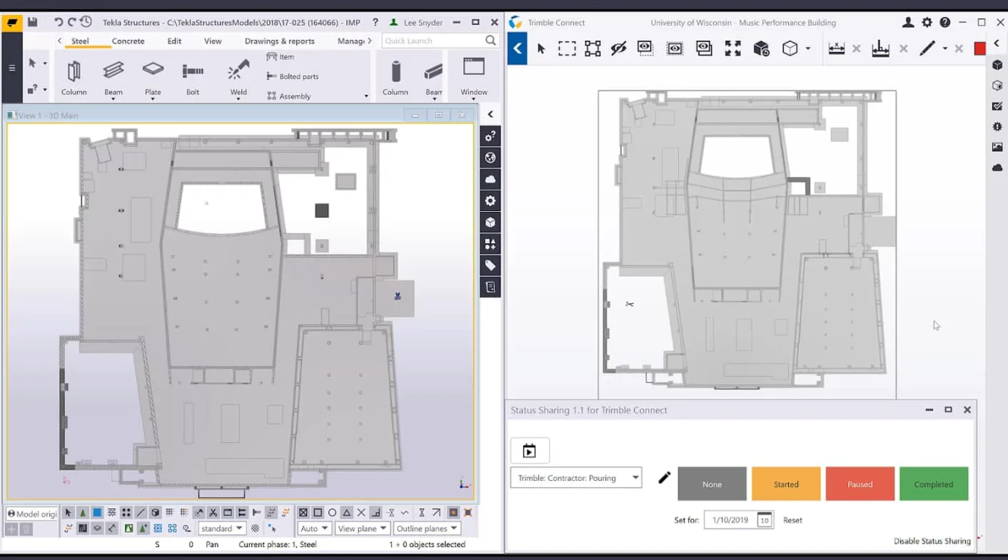 Updating real-time status of a Tekla model in the field on Trimble Connect