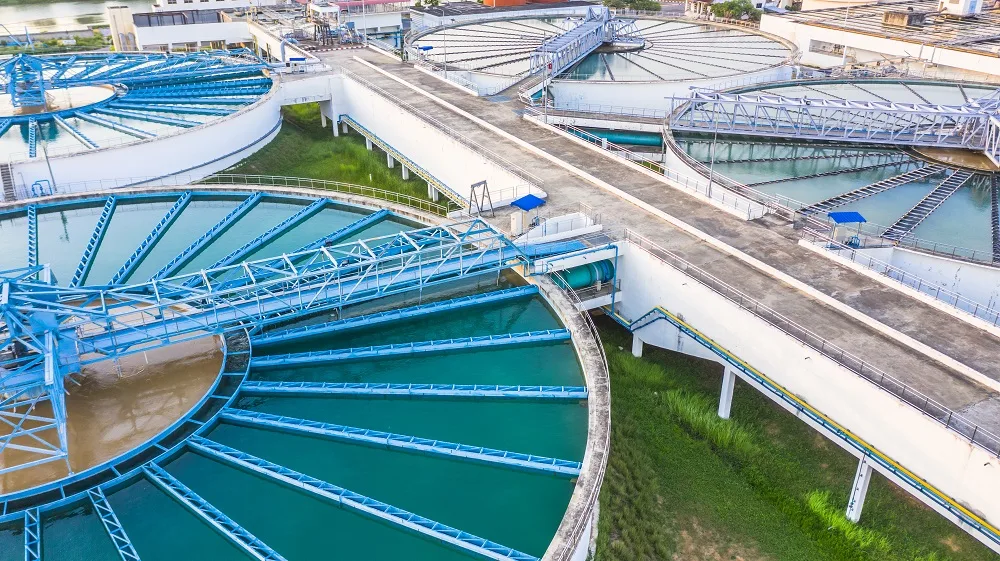 Aerial shot of water treatment plant