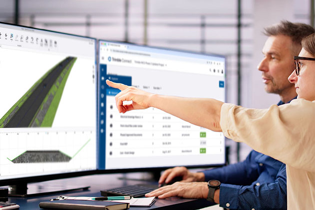 A summary graphic depicting the advantages of using Trimble Connect's Common Data Environment for enhanced data visibility and decision-making in construction projects.
